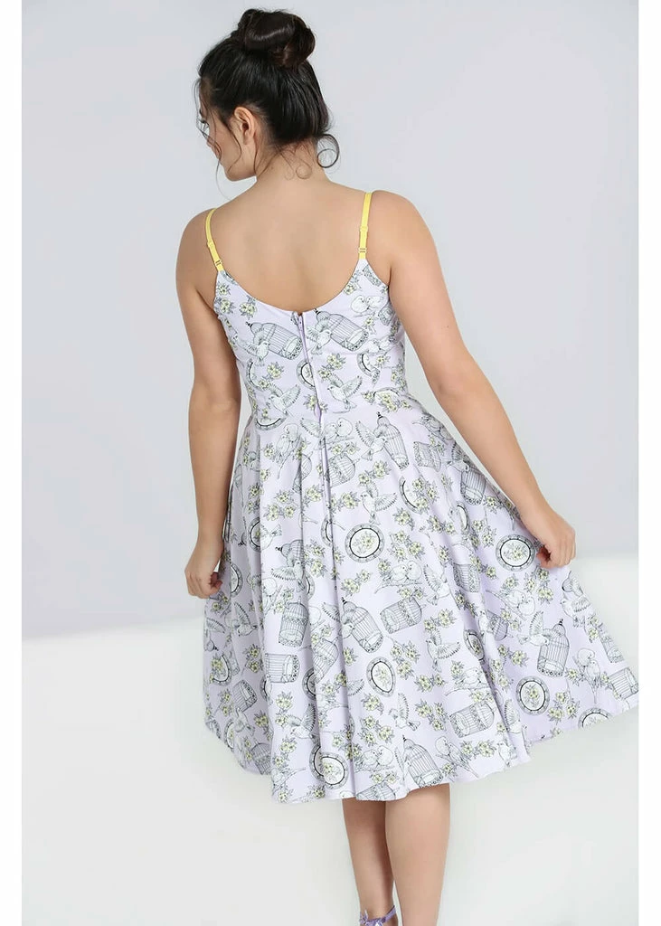 Hell Bunny Birdcage 50's Swing Dress Lavender - Image 3