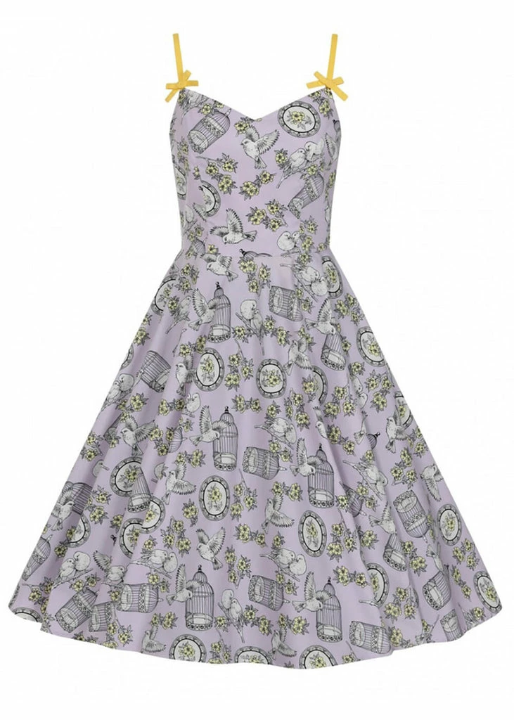 Hell Bunny Birdcage 50's Swing Dress Lavender - Image 2