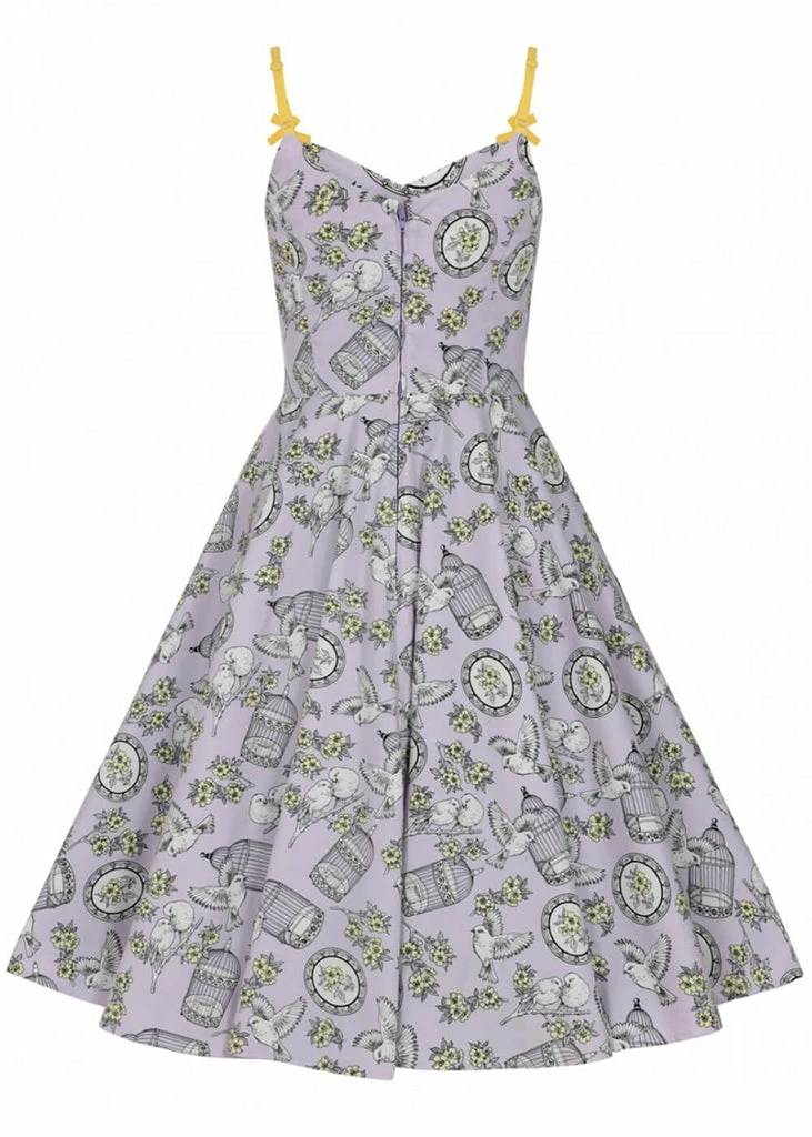 Hell Bunny Birdcage 50's Swing Dress Lavender - Image 5