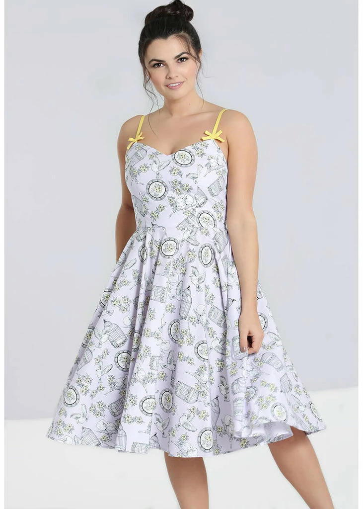 Hell Bunny Birdcage 50's Swing Dress Lavender