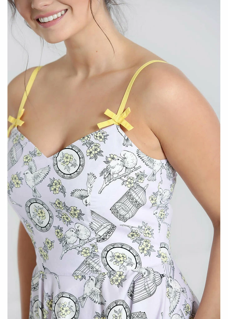 Hell Bunny Birdcage 50's Swing Dress Lavender - Image 4