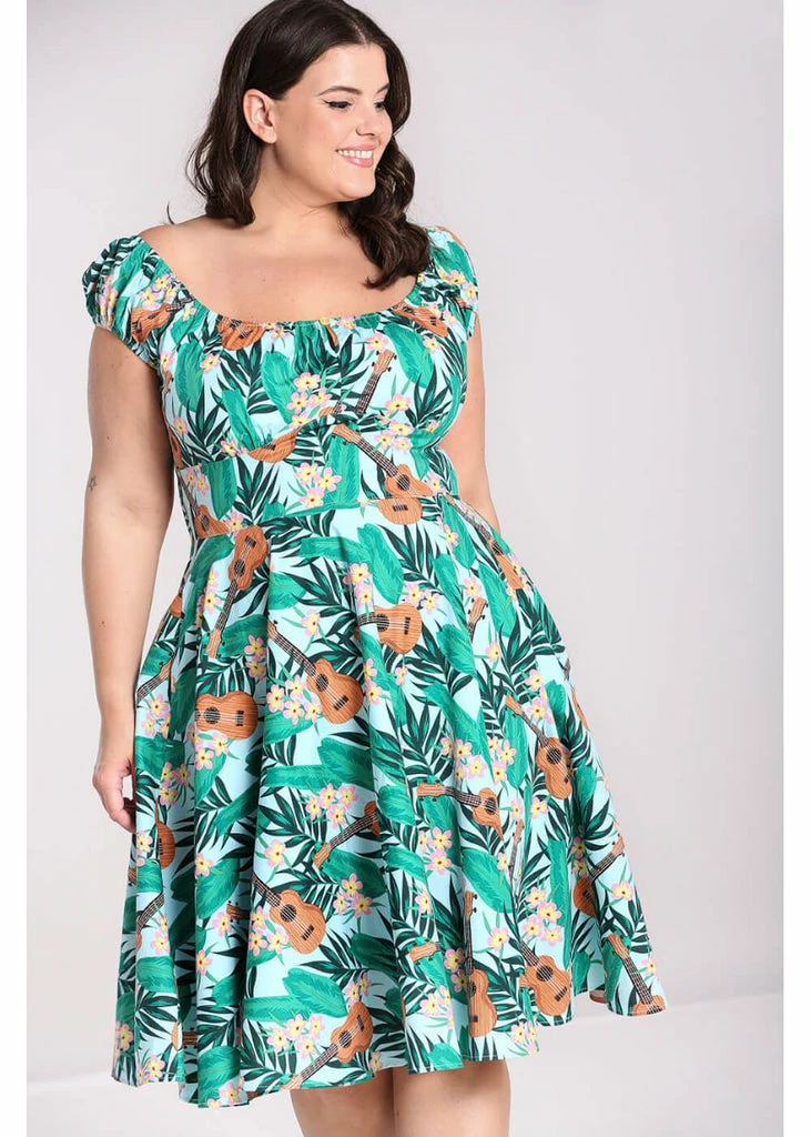 Hell Bunny Ukulele 50's Swing Dress Blue