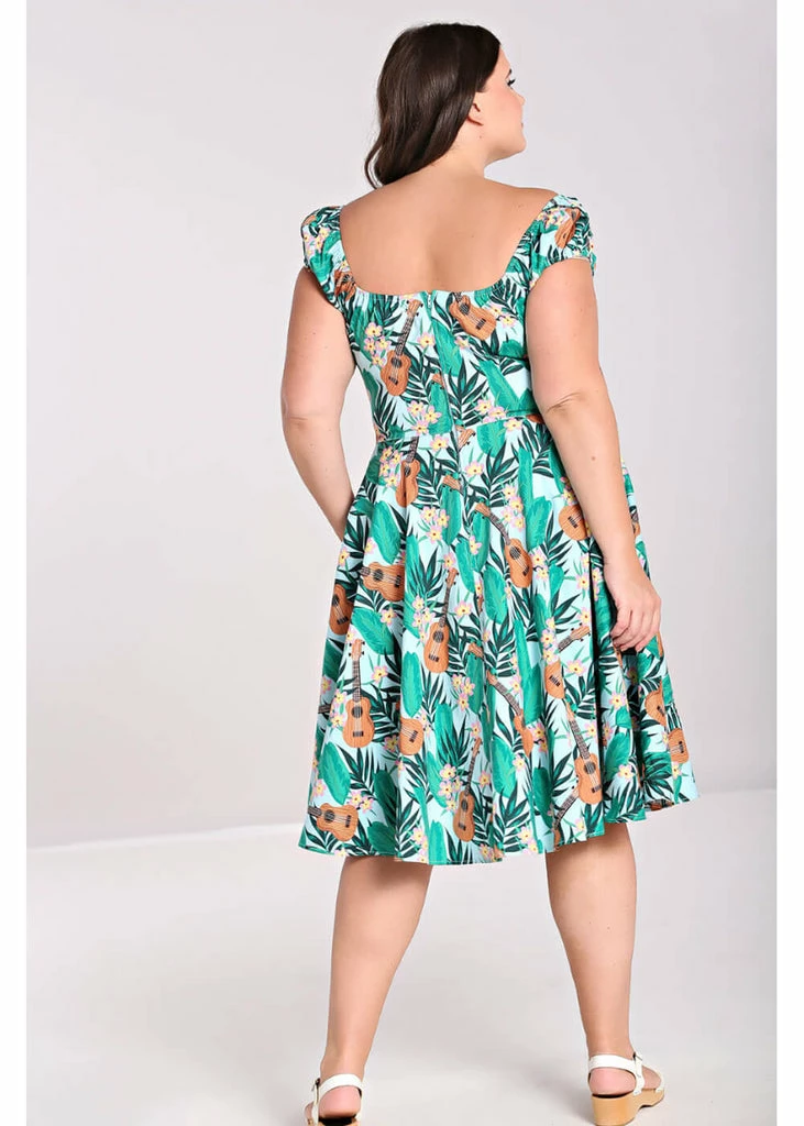 Hell Bunny Ukulele 50's Swing Dress Blue - Image 6