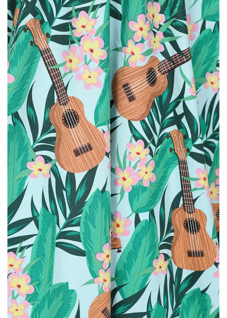 Hell Bunny Ukulele 50's Swing Dress Blue - Image 2