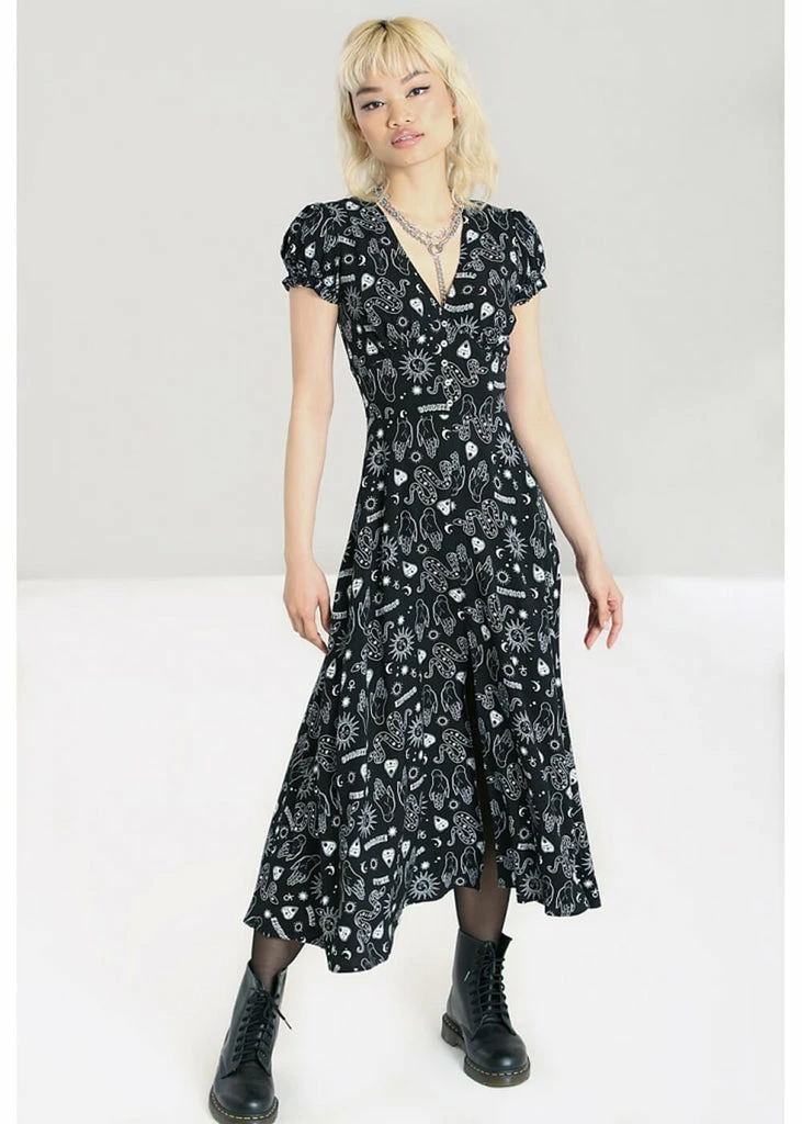 Hell Bunny Hello Goodbye Ouija 70's Dress Black