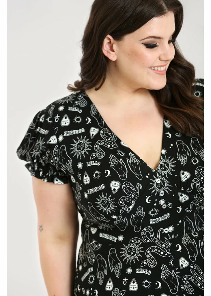 Hell Bunny Hello Goodbye Ouija 70's Dress Black - Image 6