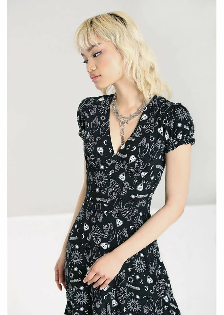 Hell Bunny Hello Goodbye Ouija 70's Dress Black - Image 5