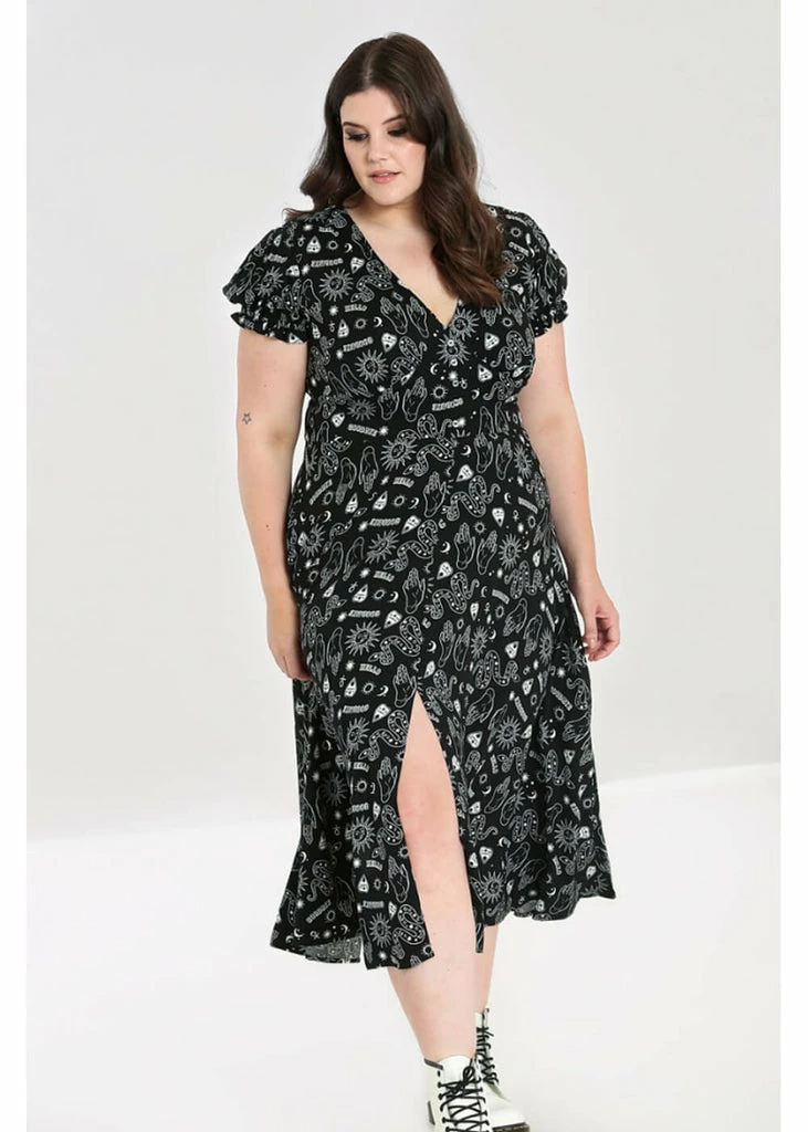 Hell Bunny Hello Goodbye Ouija 70's Dress Black - Image 4