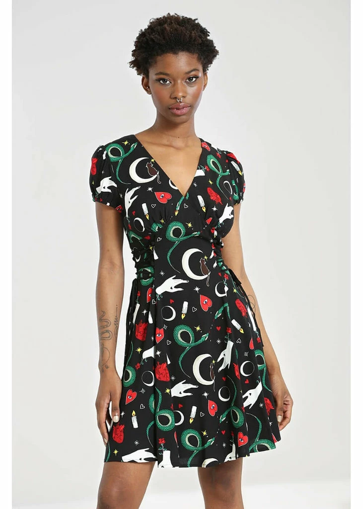 Hell Bunny Good Fortune Snake 60's Dress Black - Image 3
