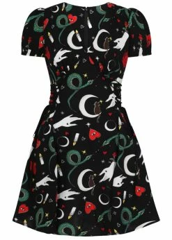Hell Bunny Good Fortune Snake 60's Dress Black