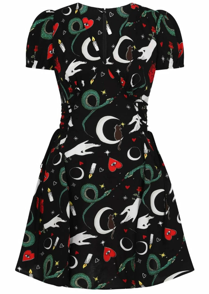 Hell Bunny Good Fortune Snake 60's Dress Black
