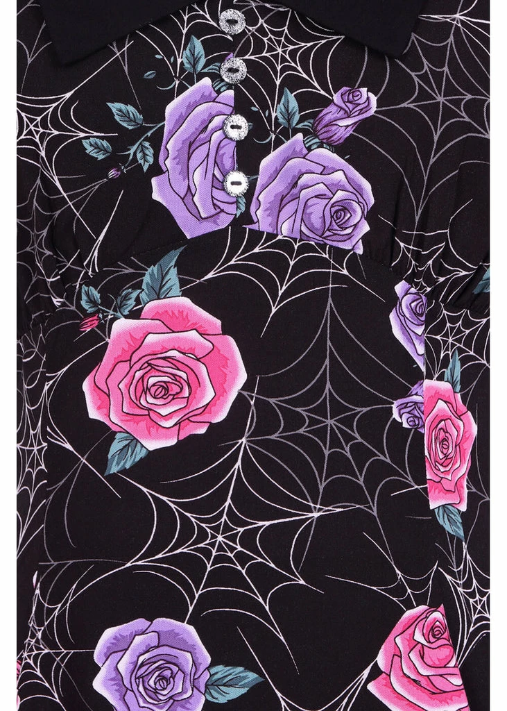 Hell Bunny Eloise Spiderweb 60's Mini Dress Black - Image 4