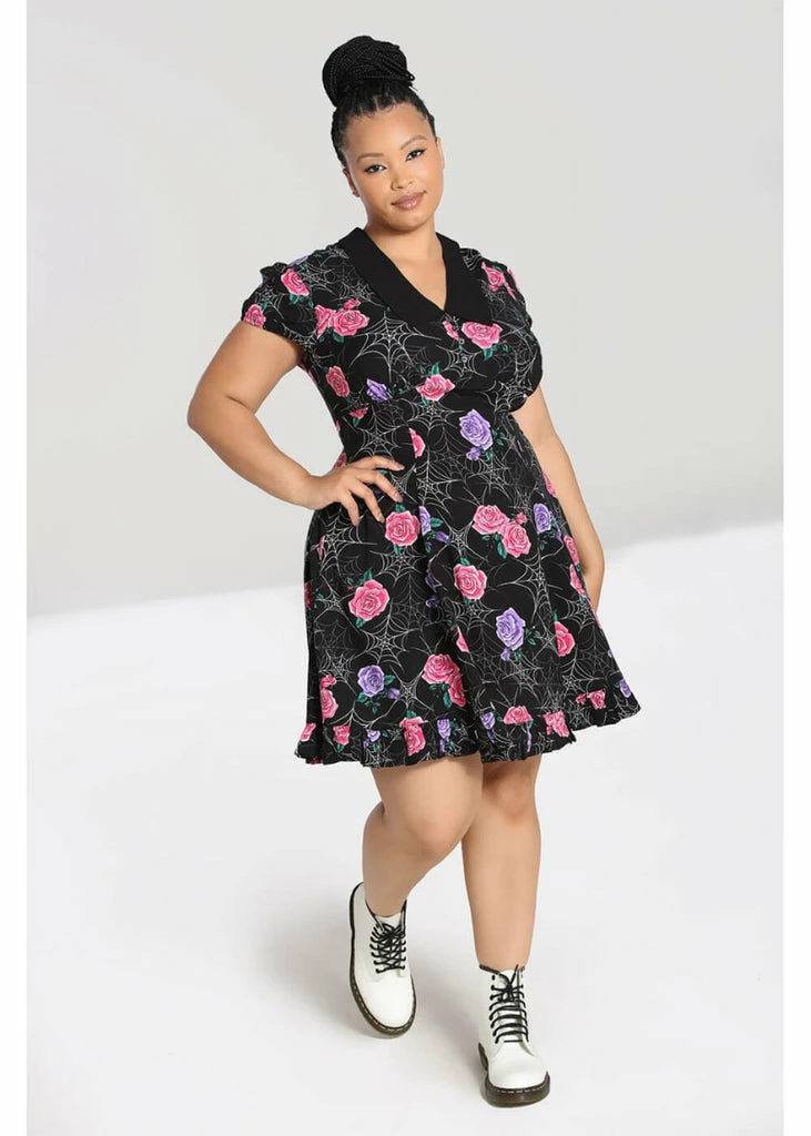 Hell Bunny Eloise Spiderweb 60's Mini Dress Black - Image 6
