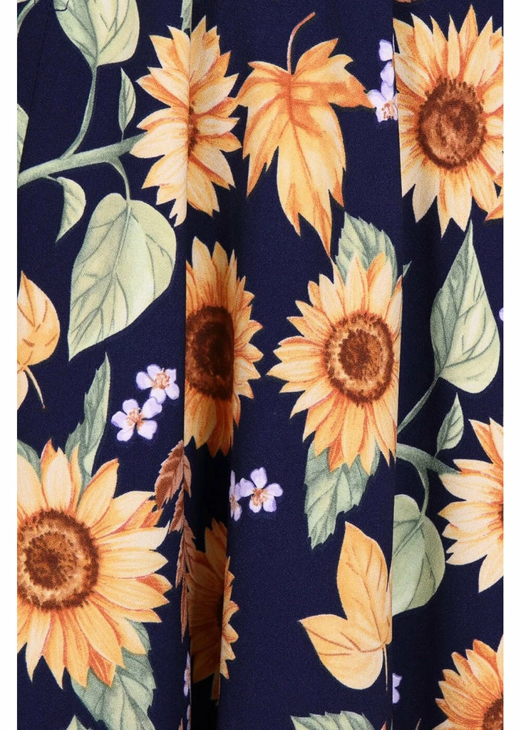 Hell Bunny Sunflower 40's Pinafore Swing Dress Blue - Image 4