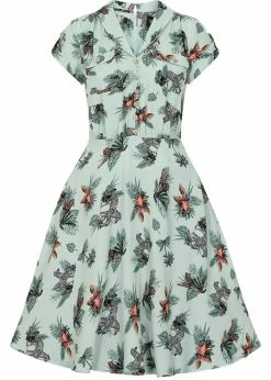 Hell Bunny Sofia Zebra 40's Dress Green