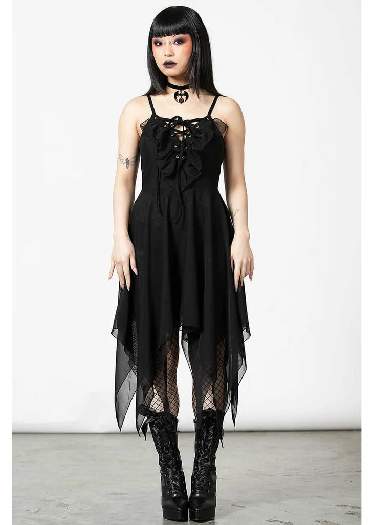 Killstar Anshee Mesh Lace-Up Dress Black