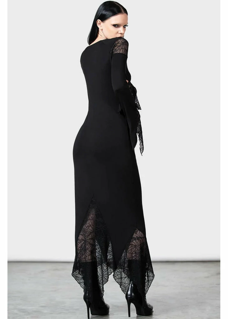 Killstar Spiderella Spiderweb Maxi Dress Black - Image 5