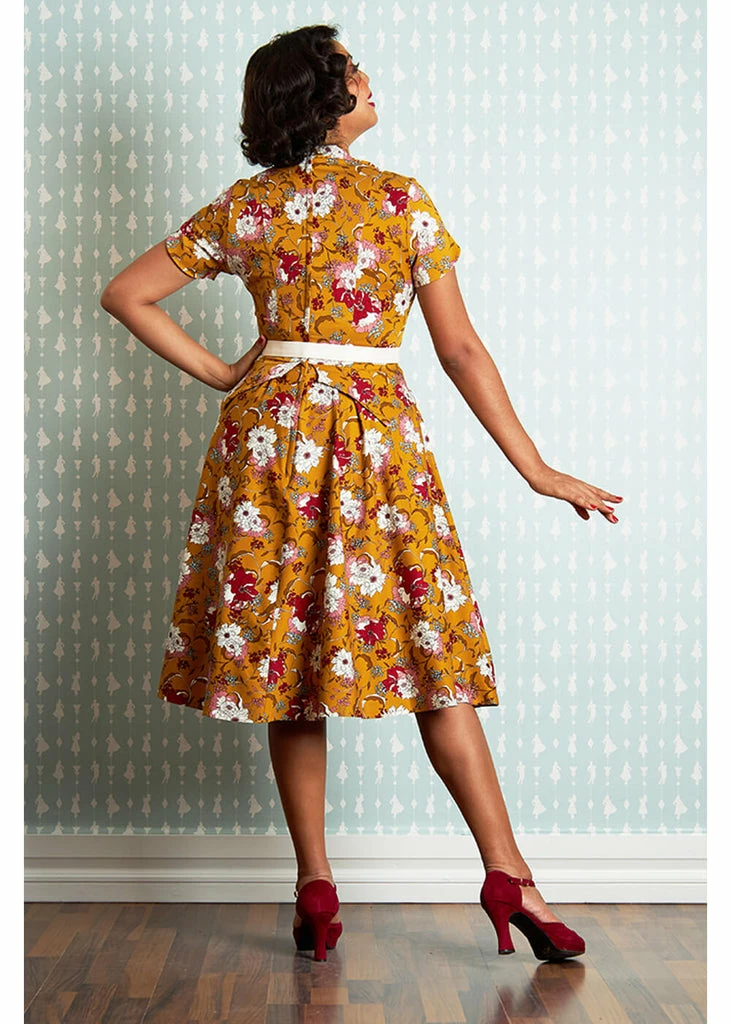 Miss Candyfloss Fran Floral 50's Swing Dress Honey - Image 6