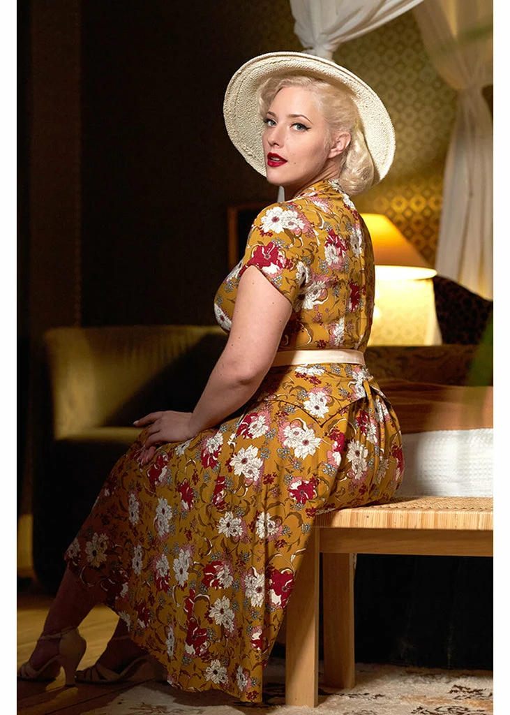 Miss Candyfloss Fran Floral 50's Swing Dress Honey - Image 4