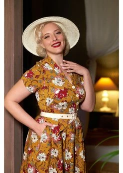 Miss Candyfloss Fran Floral 50's Swing Dress Honey