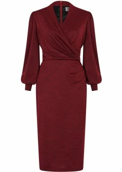 Pretty Dress Company Jenson 50's Pencil Dress Bordeaux