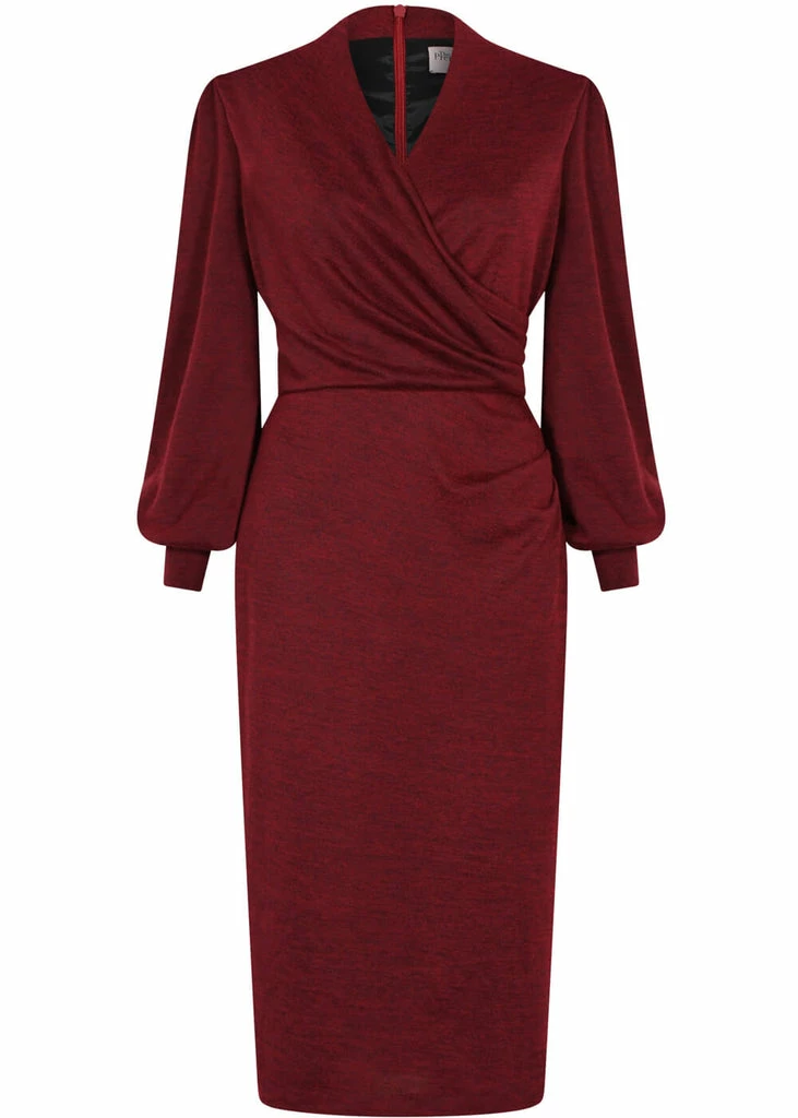 Pretty Dress Company Jenson 50's Pencil Dress Bordeaux