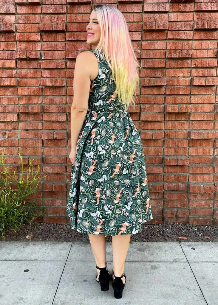 Retrolicious Forest Animals Midi 50's Swing Dress Multi - Image 6