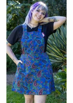Run & Fly Paisley Pinafore 60's Dress Blue