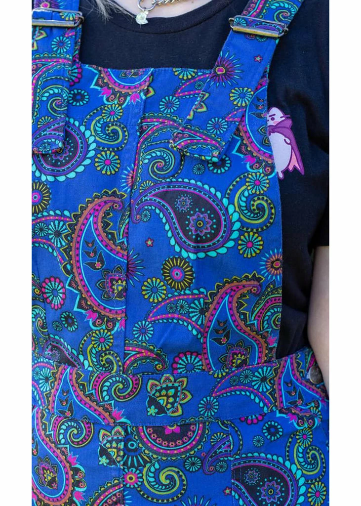 Run & Fly Paisley Pinafore 60's Dress Blue - Image 2