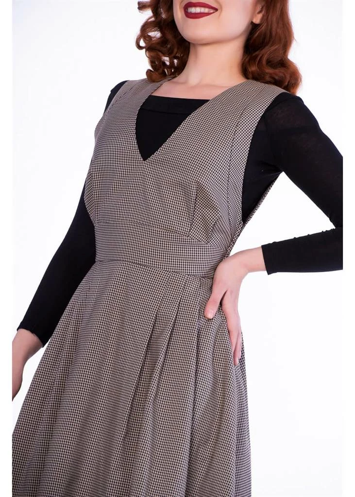 Sheen Lola Check 40's Pinafore Dress Brown - Image 3