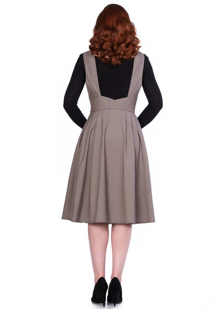 Sheen Lola Check 40's Pinafore Dress Brown - Image 2