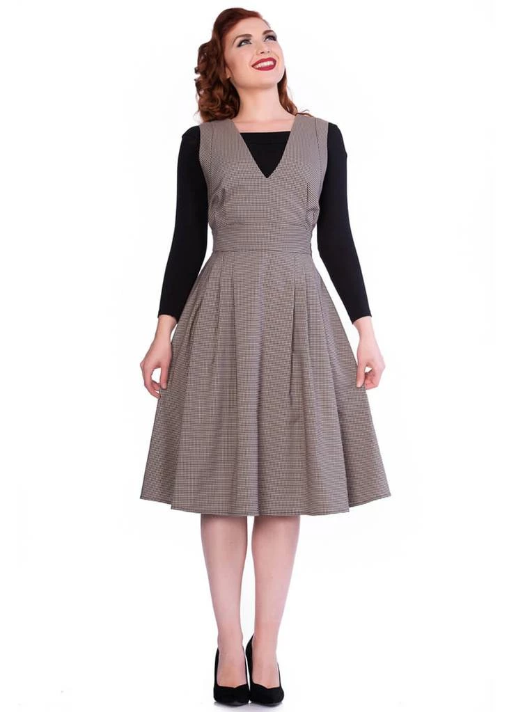 Sheen Lola Check 40's Pinafore Dress Brown - Image 4