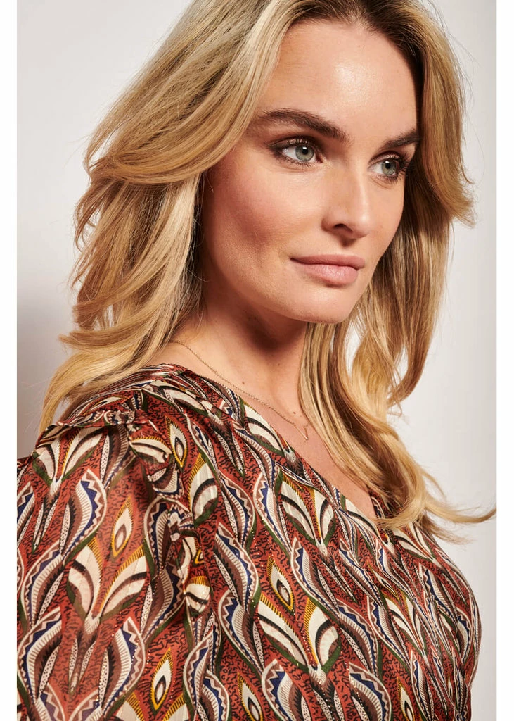 Smashed Lemon Autumn Trance 70's Maxi Dress Brown Red - Image 3