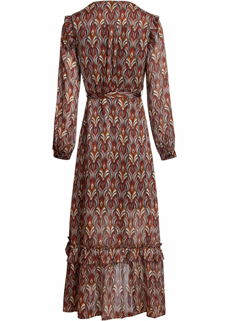 Smashed Lemon Autumn Trance 70's Maxi Dress Brown Red - Image 4
