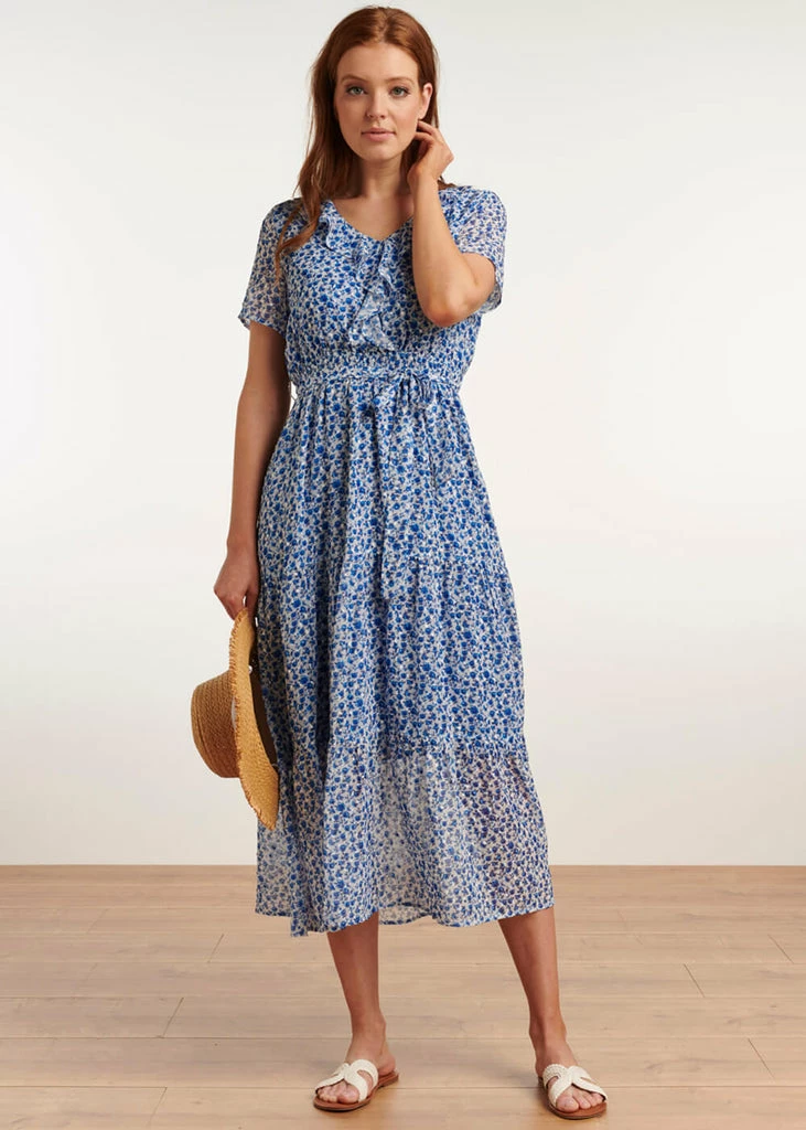 Smashed Lemon Summertime Floral 70's Maxi Dress White - Image 3