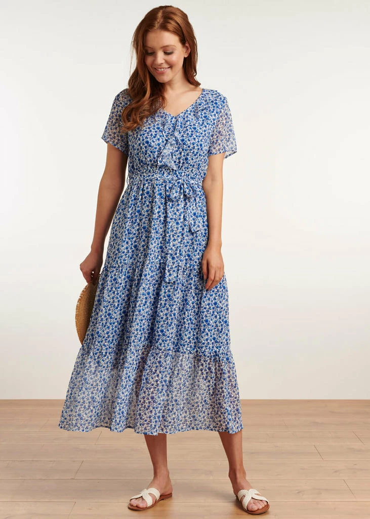 Smashed Lemon Summertime Floral 70's Maxi Dress White - Image 2