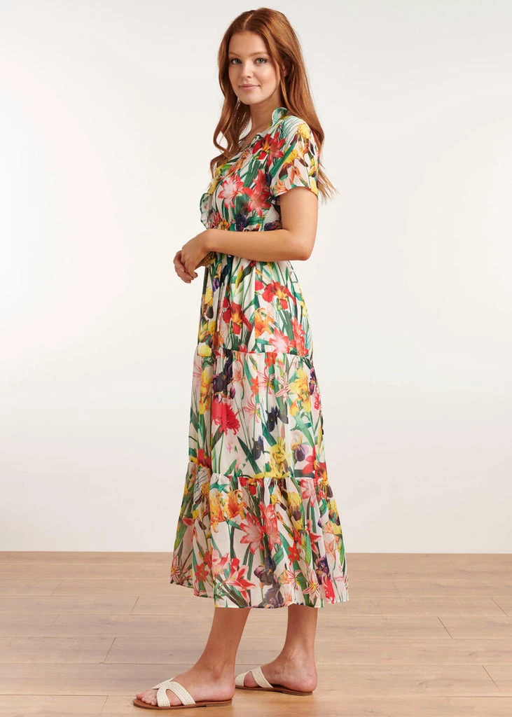 Smashed Lemon Tropical Flowers 70's Maxi Dress White - Image 5
