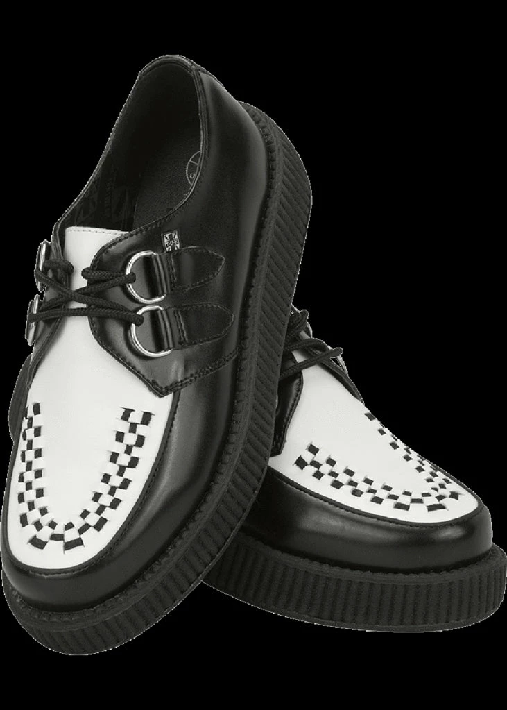 T.U.K Unisex Viva Lo Sole Creeper Leather Black White - Image 2