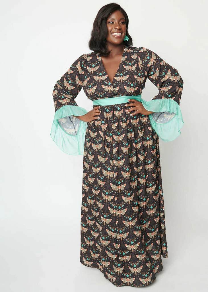 Unique Vintage Empire Moth 70's Maxi Dress - Image 2