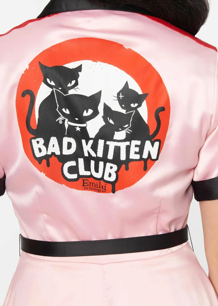 Unique Vintage X Emily The Strange Pink Collared Shirt 50's Swing Dress Pink - Image 3