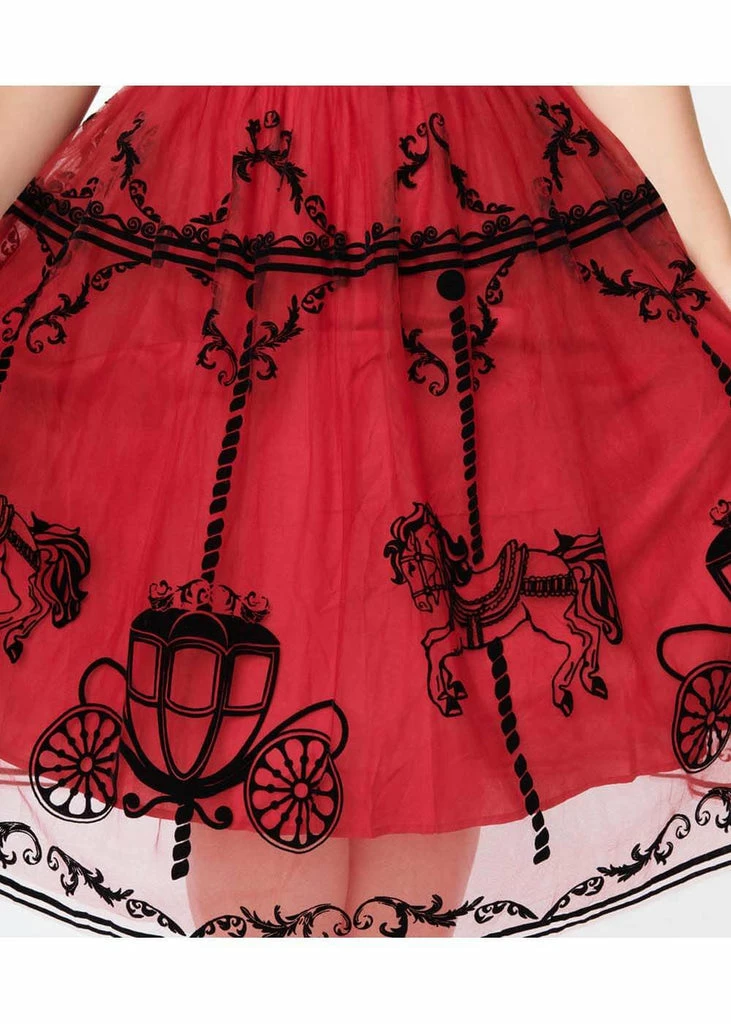 Unique Vintage Bertie Carousel 50's Swing Dress Black Burgundy - Image 5