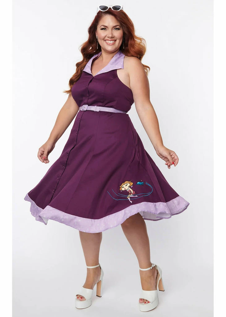 Unique Vintage X Jetsons Jane 60's Swing Dress Purple - Image 2