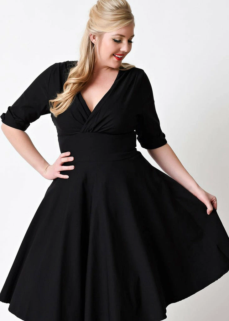 Unique Vintage Delores 50's Swing Dress Black