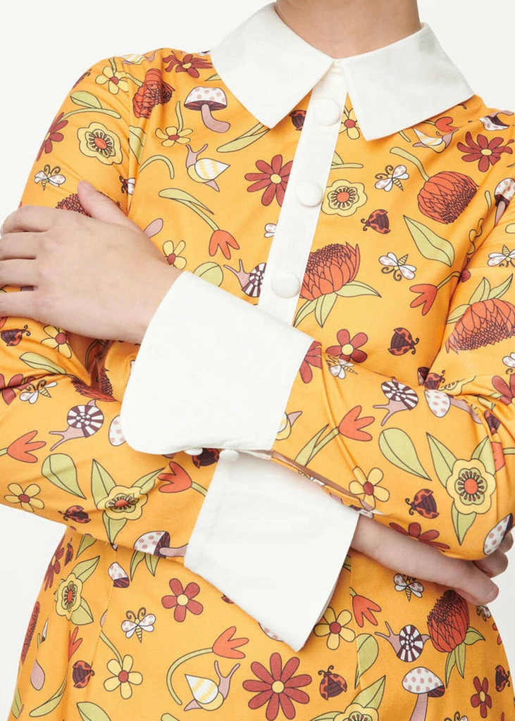 Unique Vintage Smak Parlour Garden Party 60's A-Line Dress Mustard - Image 4